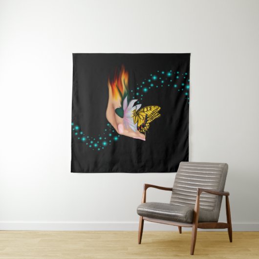 Boter op Lotus Bloom Wandkleed (In Situ (horizontaal))