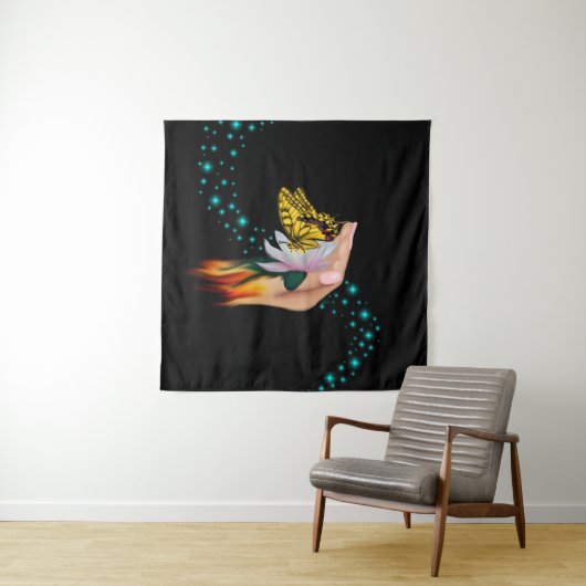 Boter op Lotus Bloom Wandkleed (In situ)