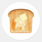 Boter op toast ronde sticker (Voorkant)