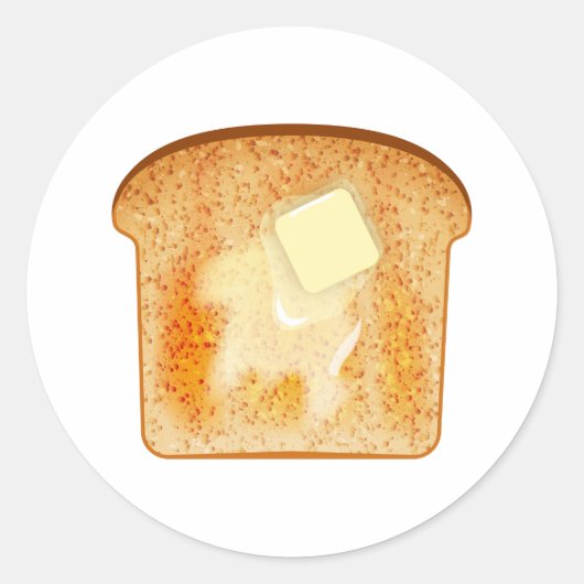 Boter op toast ronde sticker (Voorkant)