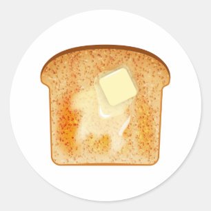 Boter op toast ronde sticker