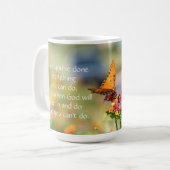 Boter op wilde bloemen met bijbelse bijbel koffiemok (Voorkant links)