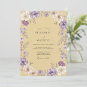 Boter Paarse Ranunculus Eucalyptus Bruiloft Kaart (Staand voorkant)