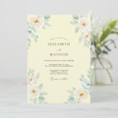 Boter Perzik Loof Eucalyptus Bruiloft Kaart (Staand voorkant)
