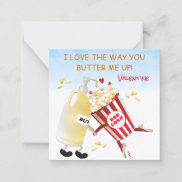 Boter Popcorn Grappig Pun Paar Valentijn Notitiekaartje