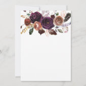 Boter Rum Roest Donker Paarse Rozen Boho Bruiloft Kaart (Achterkant)