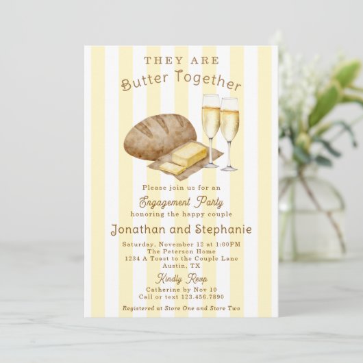 Boter Samen Brood en Boter Engagement Party Kaart (Staand voorkant)