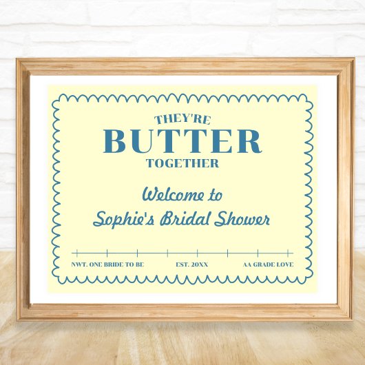 Boter Samen Geel & Blauw Vintage Welkom Poster