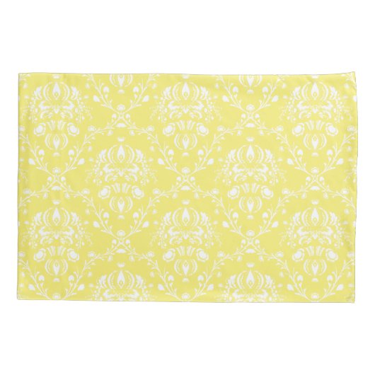 Boter Yellow en White Damask Kussensloop (Achterkant-Links)