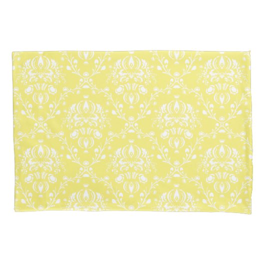 Boter Yellow en White Damask Kussensloop (Voorkant-Links)