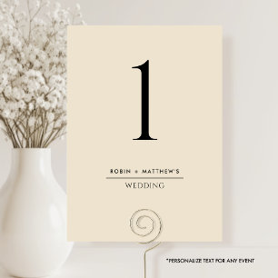 Boterachtig Beige Elegant en Eenvoudig Tafelnummer