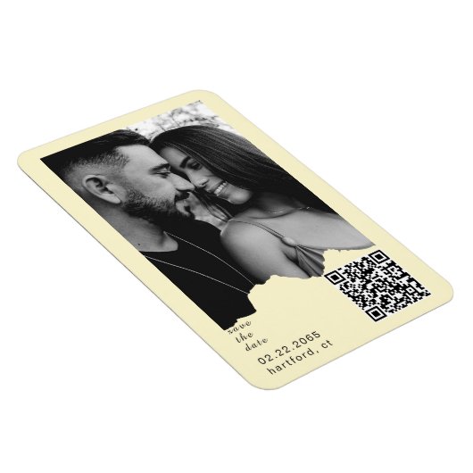Boterachtig Geel Koppel Foto QR Code Huwelijk Magneet (Rechterzijde)