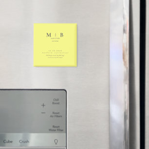 Boterachtig Geel Monogram Huwelijk Bewaar de Datum Magneet