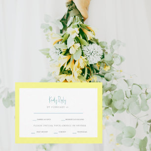 Boterachtig Geel & Turquoise Diner Opties RSVP Kaartje