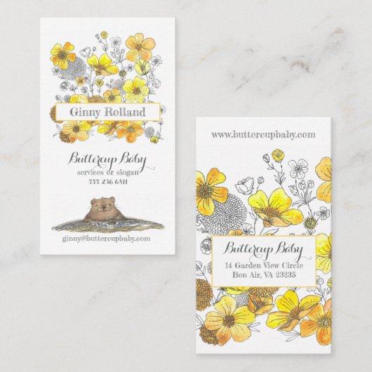 Boterbekertjes en Schattige geelhoutvezels Visitekaartje (Voorkant / Achterkant)