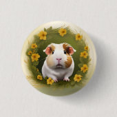 boterbloem-cavia, ronde button 3,2 cm (Voorkant)