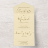 Boterbloem Geel En Gouden Handtekening Trouwschrif All In One Uitnodiging (Binnen)