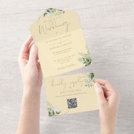 Boterbloem Geel Groenery QR Code Monogram Huwelijk All In One Uitnodiging