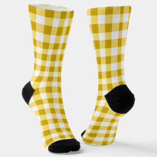 Boterbloem Geel & Wit Gingham Streeppatroon Sokken