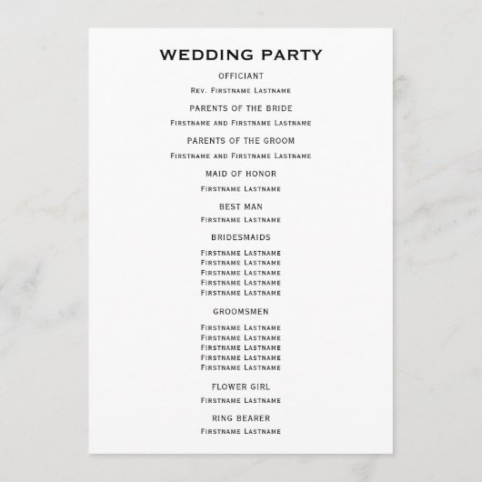 Boterbloem Gele Moderne Trouwceremonie Programmakaart (Achterkant)