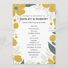 Boterbloem Gele Moderne Trouwceremonie Programmakaart