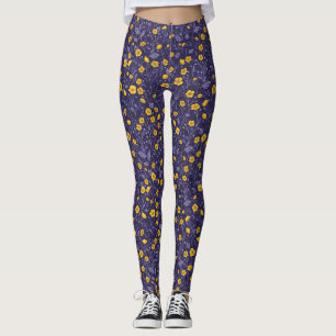 Boterbloemen, geel en violet leggings