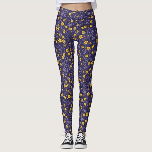 Boterbloemen, geel en violet leggings (Voorkant)