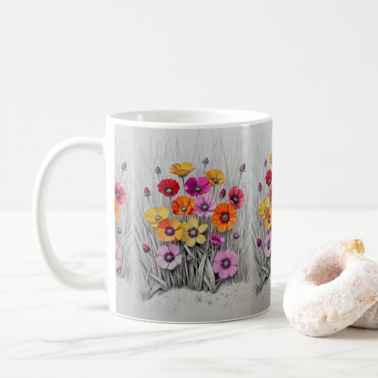 Boterbloemen in Technicolor Koffiemok (Met donut)