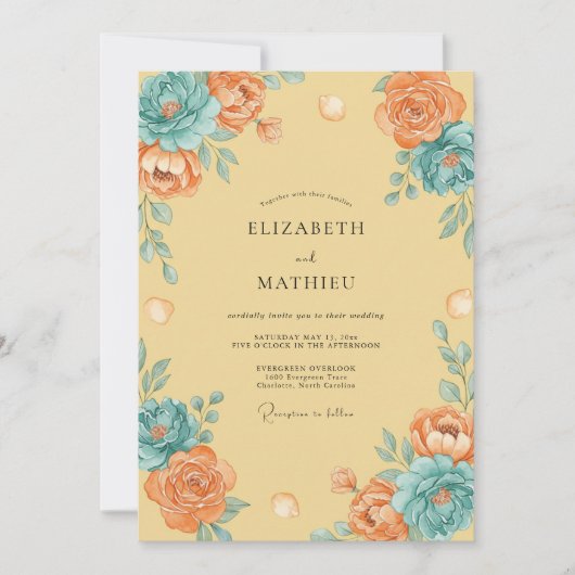 Botercreme Turquoise Ranunculus Eucalyptus Bruilof Kaart (Voorkant)