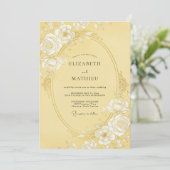 Botercreme Weelderige Vintage Bruiloft Kaart (Staand voorkant)