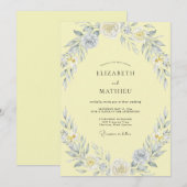 Botercrème Zilveren Bloemblad Bruiloft Kaart (Voorkant / Achterkant)