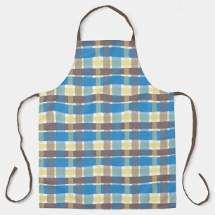 Boterde Popcorn Koffie Bruin Sonic Blauw Geruit Schort