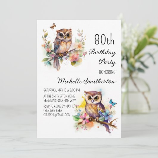 Boterflies 80th Birthday - struik Kaart (Staand voorkant)