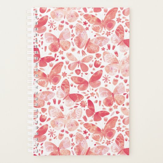 Boterflies Waterverf Koraalroze Planner (Voorkant)
