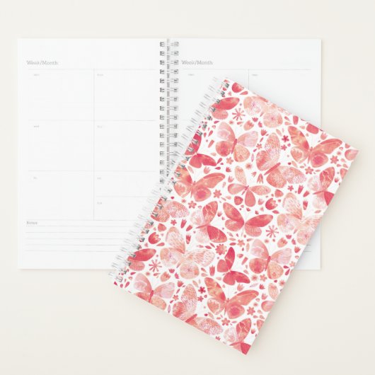 Boterflies Waterverf Koraalroze Planner (Display)
