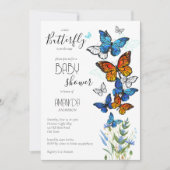 Boterflies weidebloemen baby shower nodigen kaart (Voorkant)