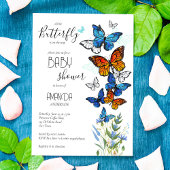 Boterflies weidebloemen baby shower nodigen kaart