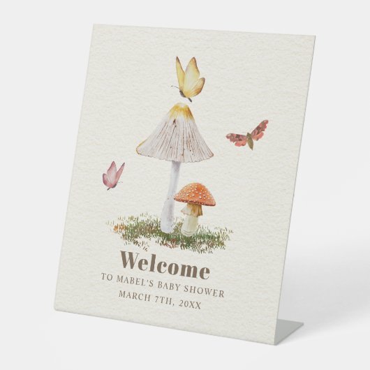 Boterflies Woodland Natuur Baby shower P Reclamebord Met Voetstuk (Voorkant)