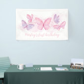 Boterfly 1st Birthday Banner Pink Paars Girl (Beurs)