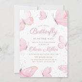 Boterfly Baby shower Invitation, Girl Baby shower Kaart (Voorkant)