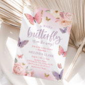 Boterfly Baby shower Invitation, Girl Baby shower Kaart