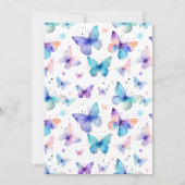 Boterfly Baby shower Invitation, Girl Baby shower Kaart (Achterkant)