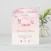 Boterfly Baby shower Invitation Kaart (Staand voorkant)