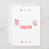Boterfly Baby shower Invitation Kaart (Achterkant)