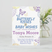 Boterfly Baby shower Invitation Kaart (Staand voorkant)