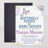 Boterfly Baby shower Invitation Kaart (Voorkant / Achterkant)