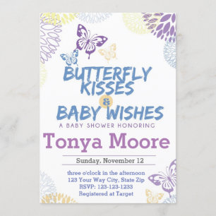Boterfly Baby shower Invitation Kaart