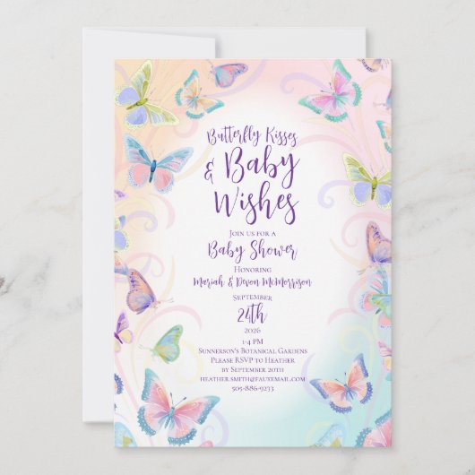 Boterfly Baby shower Invitation Kaart (Voorkant)