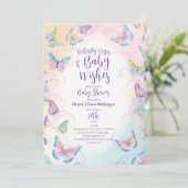 Boterfly Baby shower Invitation Kaart (Staand voorkant)