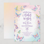 Boterfly Baby shower Invitation Kaart (Voorkant / Achterkant)